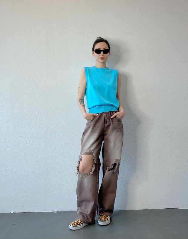 Blue Cut Out Back Vest #250428